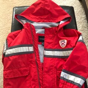 Toddler boy firefighter rain jacket